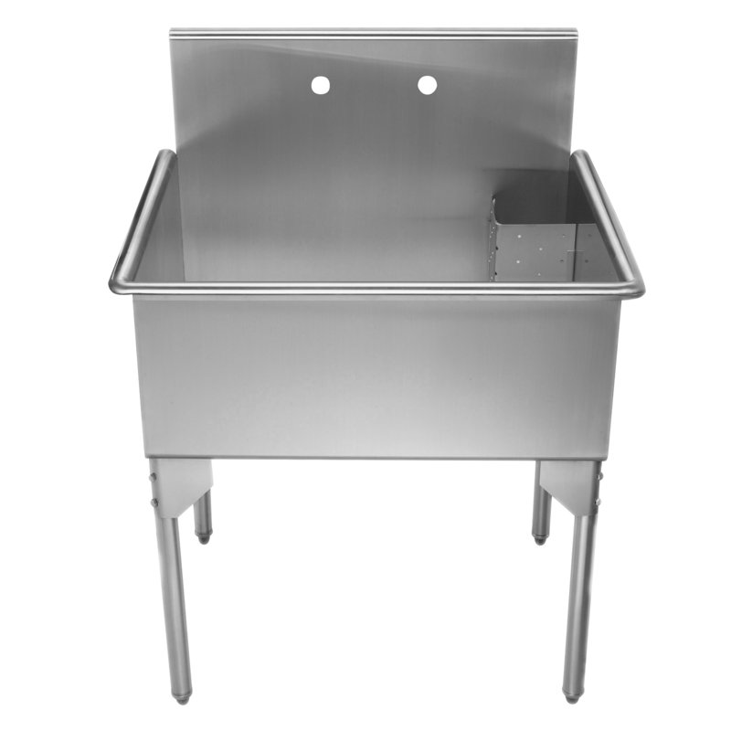 Pearlhaus 33'' L x 27'' W Brushed Stainless Steel Freestanding Service Sink