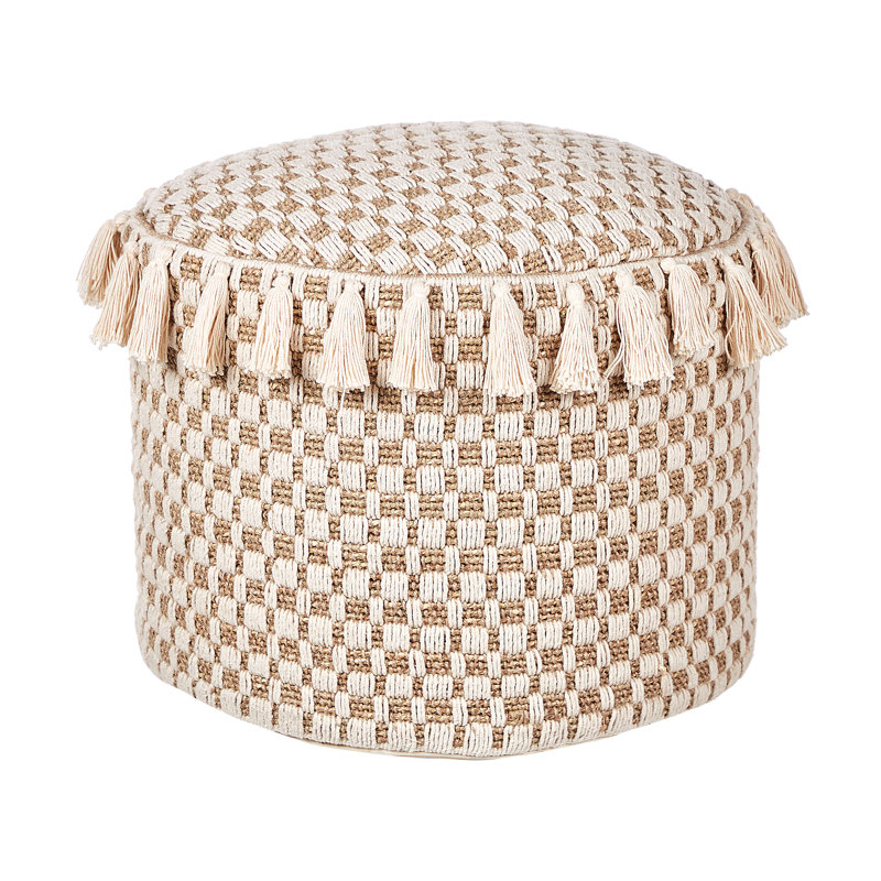 Kilanemos 50cm Wide Round Geometric Pouffe Ottoman