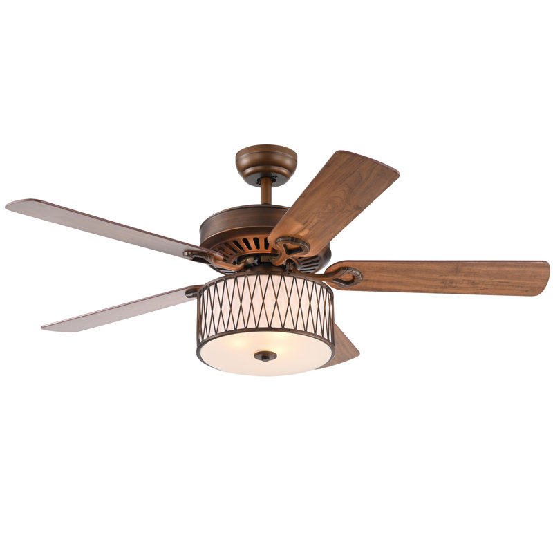 Ventilateur de plafond standard à 5 pales de 52 po avec télécommande et ensemble d’éclairage inclus Ullman