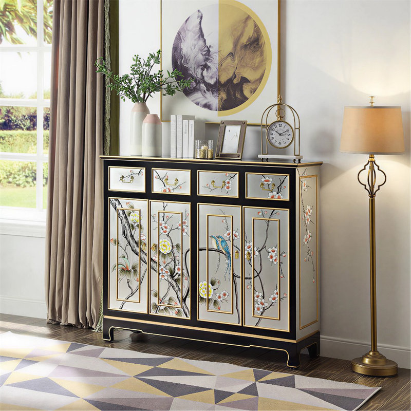 New Chinese Hand-Painted Shoe Storage Cabinet