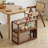 Mid-Century Modern Rattan Side Table With Glass Top And Storage, Walnut