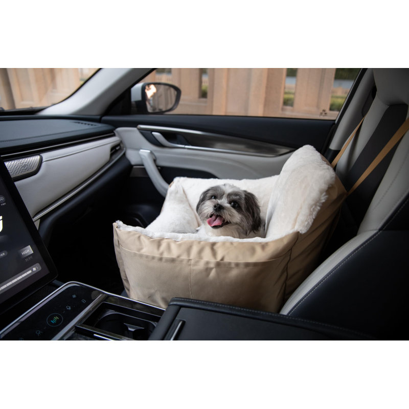 Brown Soft Sided Adjustable Dog Car Booster Seat