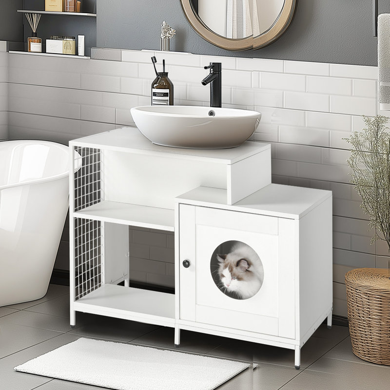 Enceinte de litière pour chat pour salle de bain