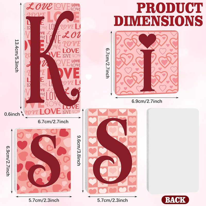 Plaque en bois «Kiss» de la Saint-Valentin