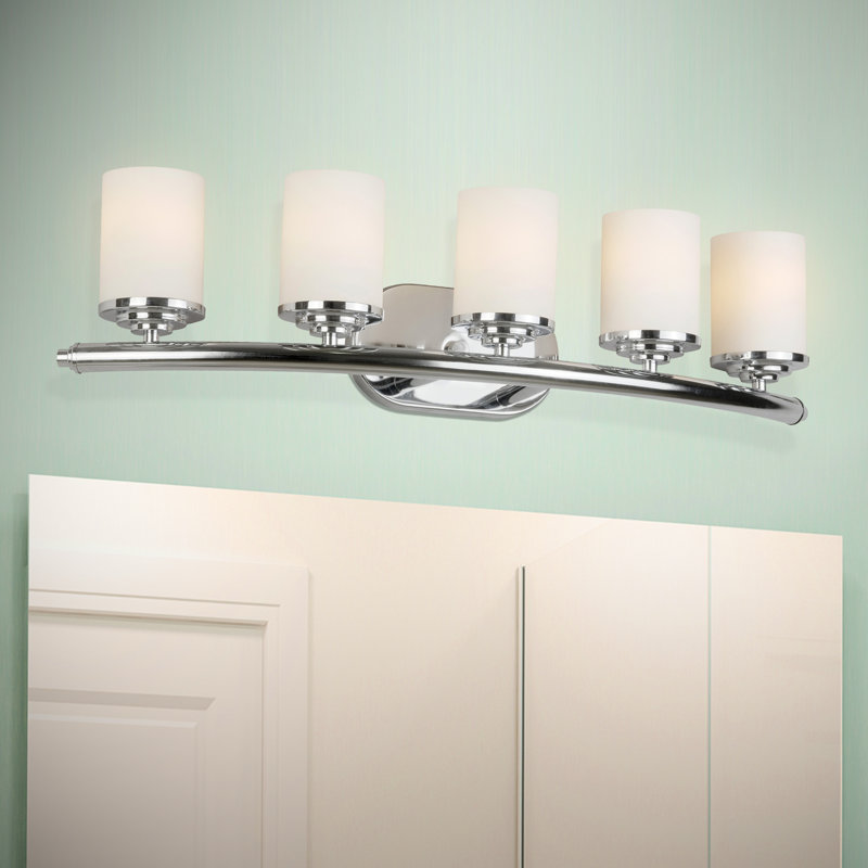 Huntington 5 - Light Dimmable Vanity Light, Chrome / Satin Opal