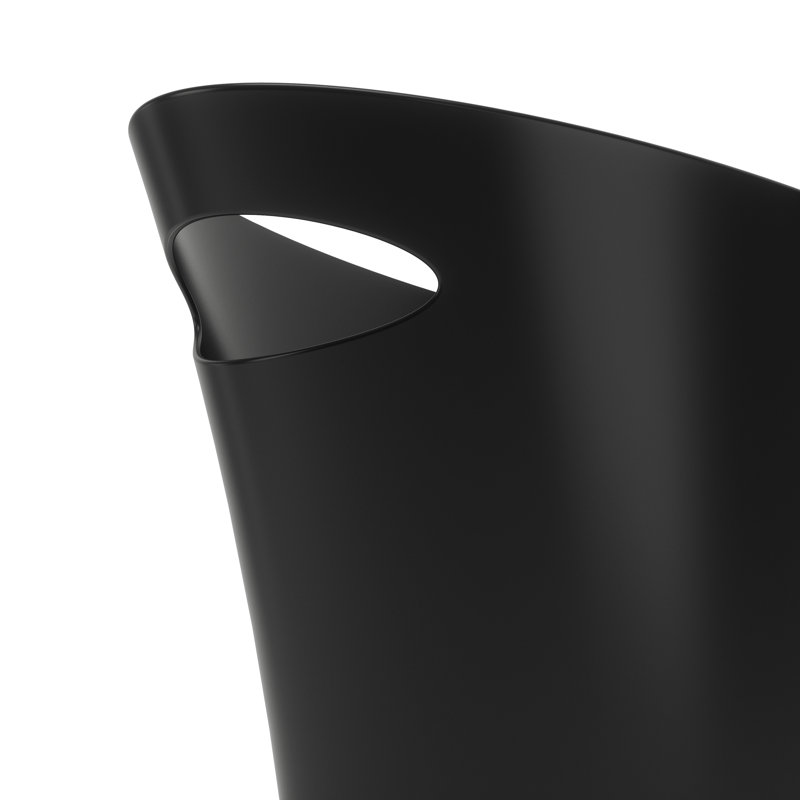 Slim Black Plastic Office Waste Basket with Handle