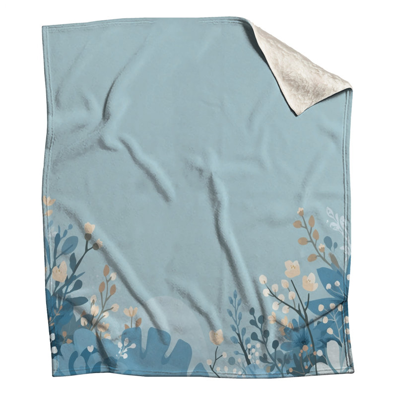 Couvertures bleues à motif floral, 50in W x 60in H
