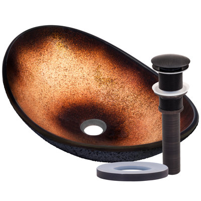 Novatto 14.5'' Copper/Black Glass Oval Bathroom Sink