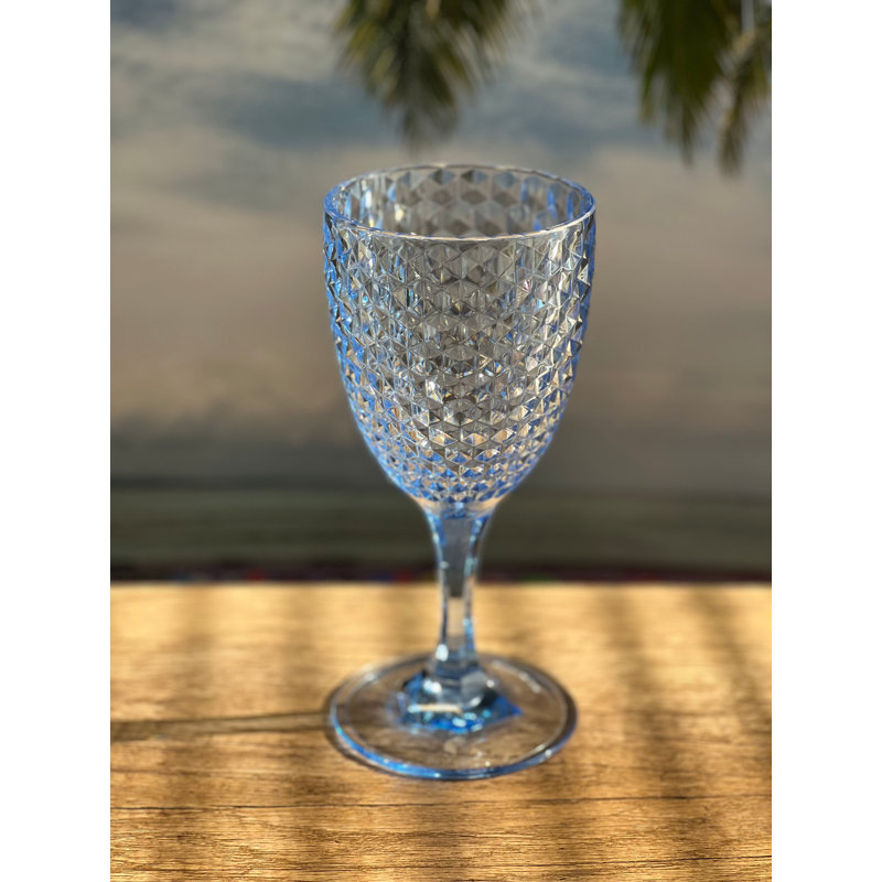 Verre à vin 12 oz. Lillian Verre à pied en acrylique, Bleu