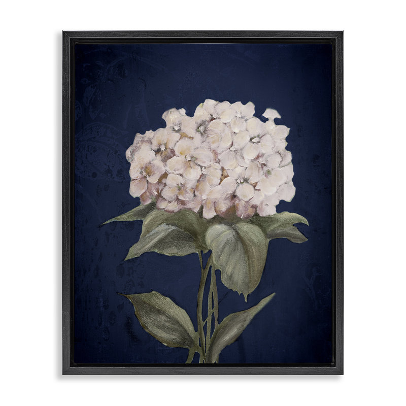 «Hydrangea», art mural flottant sur toile par Patricia Pinto, Cadre flottant noir de jais, H 21 po x l 17 po