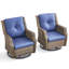 Ensemble de 2 chaises berçantes pivotantes d'extérieur avec coussins Merlene