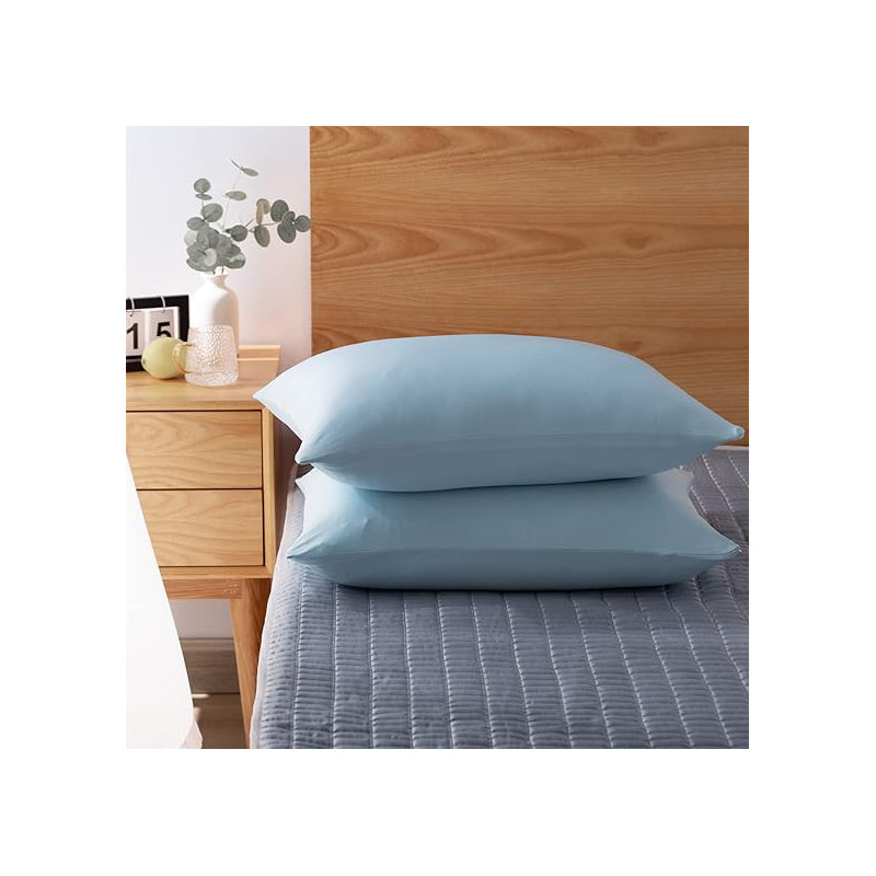Plain - Set of 2, Blue, King Pillowcases