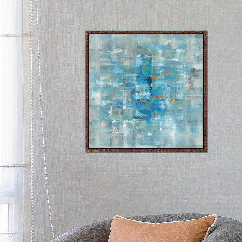 Abstract Squares by Danhui Nai - Print on Canvas, 66.04 cm H x 66.04 cm W, Classic Brown Wood Framed