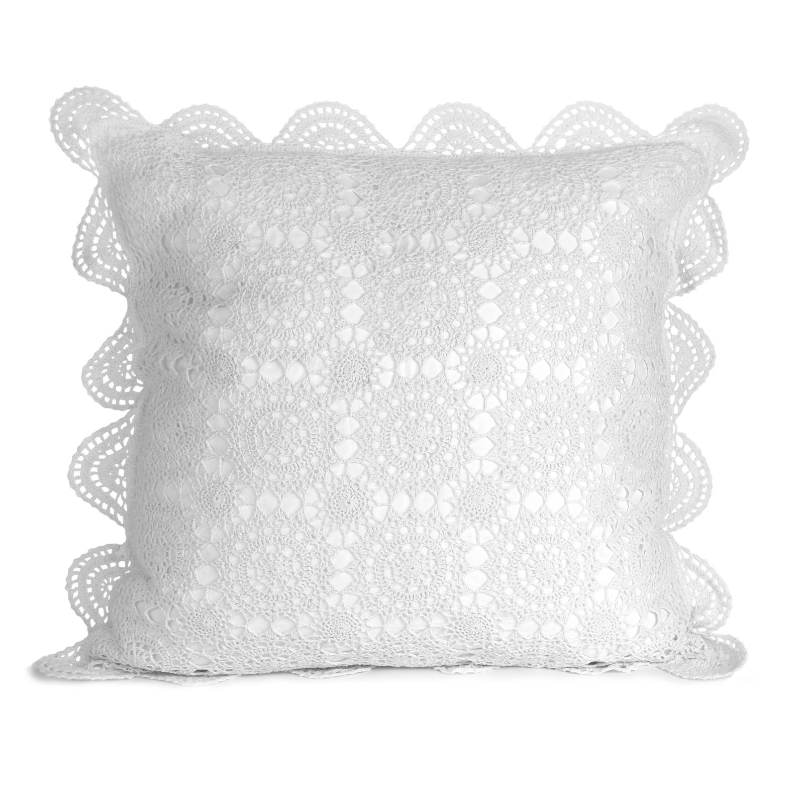 Crochet Cotton Shams, Euro, White