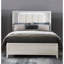 Grand lit à tête de lit à DEL Led en blanc antique, mobilier de chambre à coucher moderne avec tête de lit, Essentials