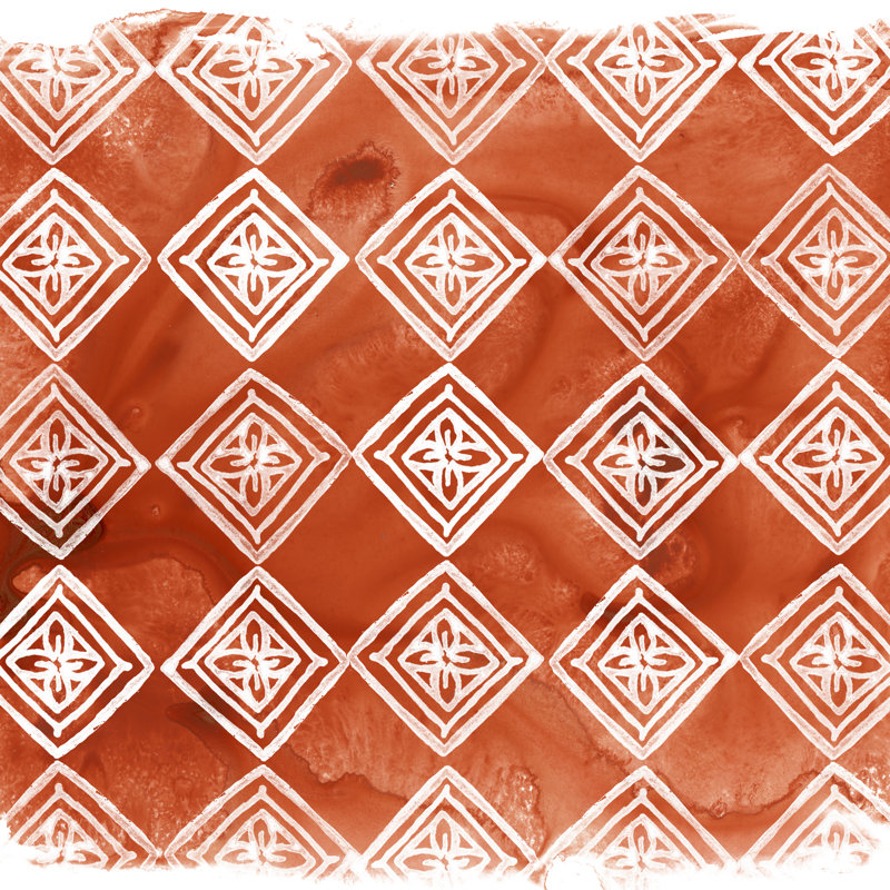 Crimson Motif I by June Erica Vess - Wrapped Canvas Painting, 30cm H x 30cm W x 3.8cm D