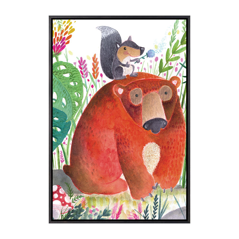 Décoration murale pour enfant Forest Pals II, H 26 po x l 18 po x 1,5 po, Toile avec cadre noir patiné