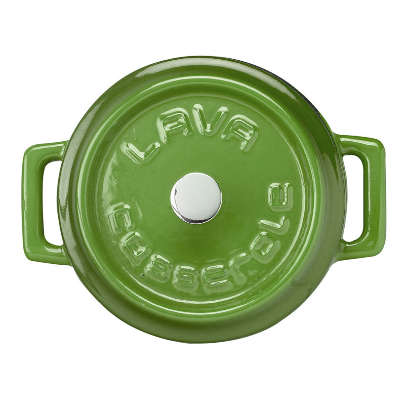 Casserole en fonte émaillée Lava 0,35 pte Rond avec couvercle tendance, Vert