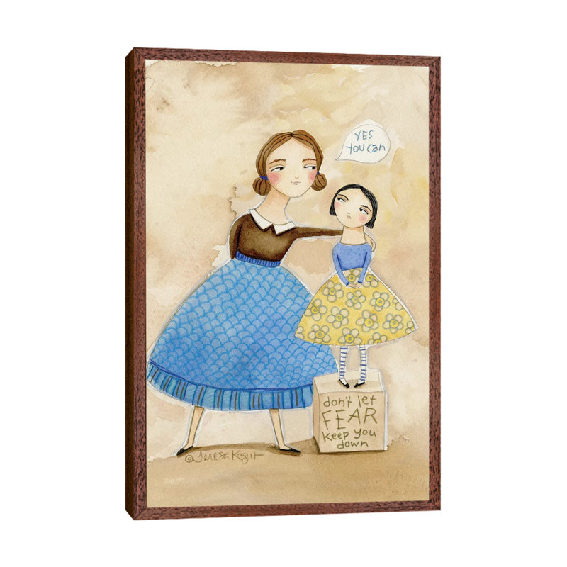 Yes You Can by Teresa Kogut - Painting on Canvas, 66.04cm H x 45.72cm W x 3.81cm D, Classic Brown Wood Floater Framed