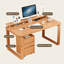Bureau rectangulaire brun en bois massif-1232333139