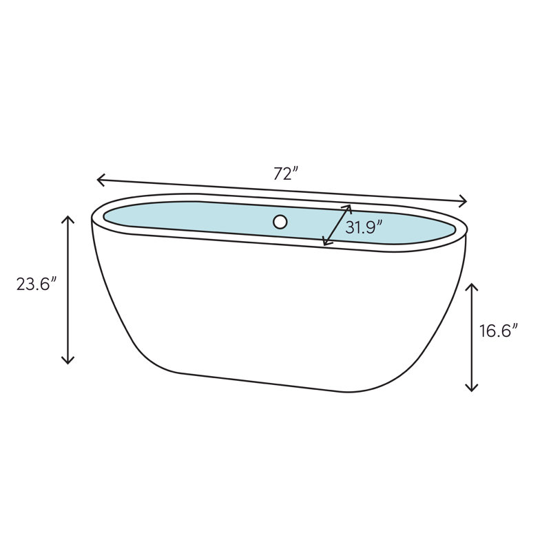 Kingston Brass Aqua Eden 72-Inch Cast Iron Oval Double Ended Pedestal Tub (7-Inch Faucet Drillings)