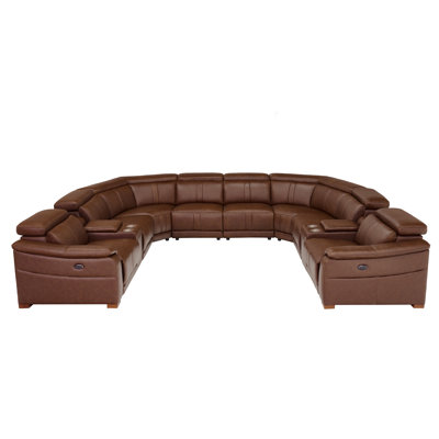 Mietoon Leather Match Large Seating Power Recliner Sectional