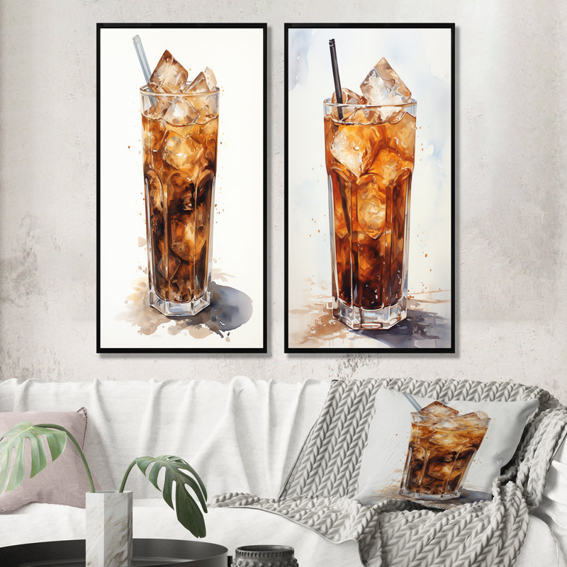 Ensemble de 2 impressions murales froides en verre froid, Cadre noir, H 40 po x l 41 po