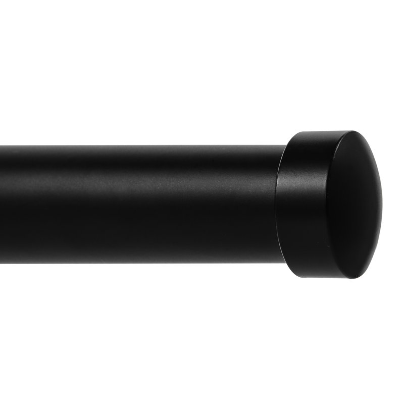 Adjustable 1'' Single Curtain Rod, Black, 48" - 84"