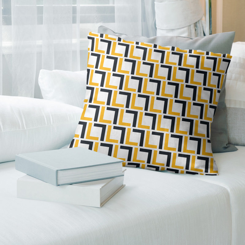 Housse de coussin Pittsburgh Football Luxury, Croisé en coton, Blanc / Noir / Jaune, 26 po x 26 po
