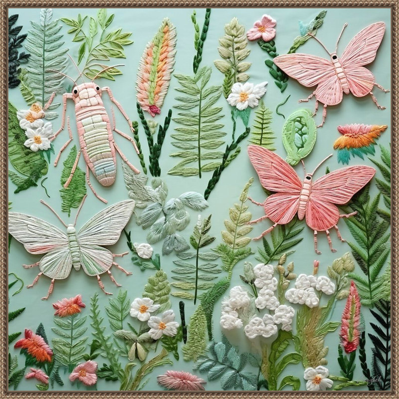 «Butterflies Patch» par Roozbeh, reproduction d'art sur toile encadrée, H 30 po x l 30 po