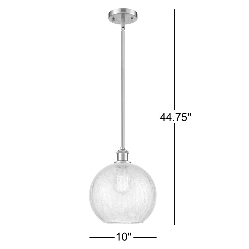 Baran 1-Light Dimmable Globe Pendant, Seedy, 6 Watt Vinage LED Bulb, Polished Chrome