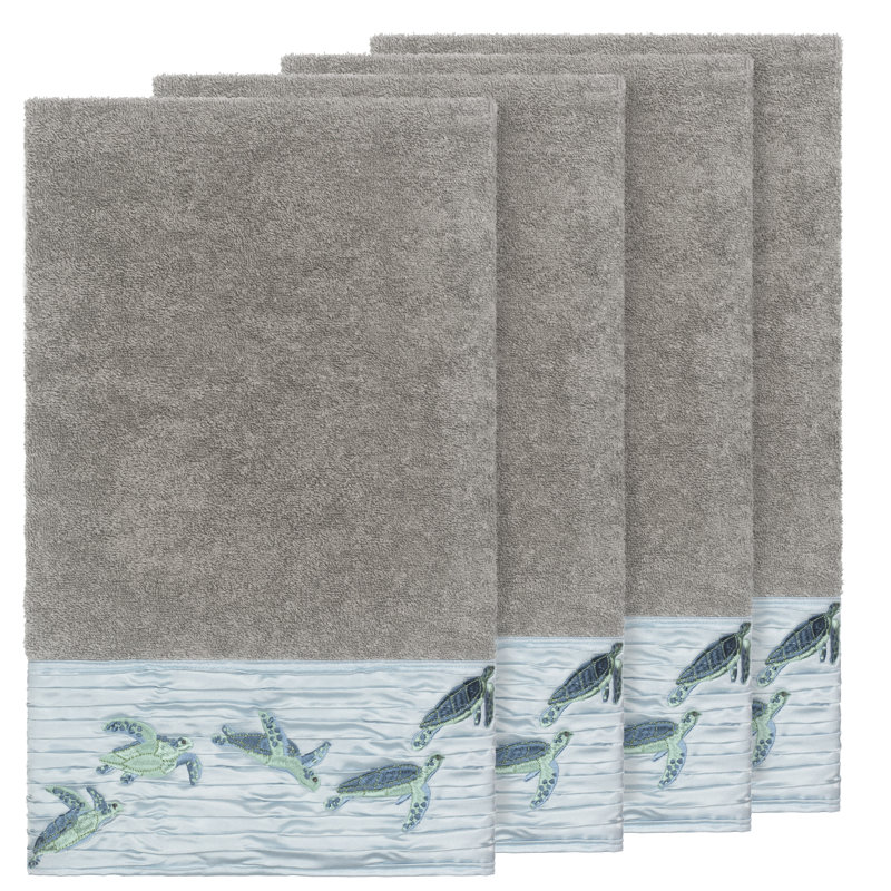 Ensemble de serviettes de bain en coton turc 4 pièces Mia, Gris foncé