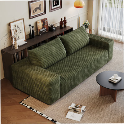 Boneless Comfortable Corduroy Fabric Sofa With Deep Seats, No Assembly Required, Ideal For Multiple Spaces Like Living Room, Bedroom And Conference Room
