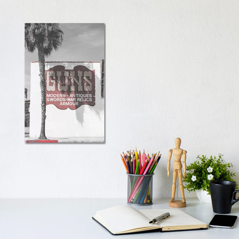 Guns Vintage Sign - Wrapped Canvas Print, 20.32 cm H x 30.48 cm W