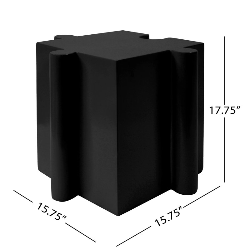 Roomfitters Puzzle Art Side Table, Modular Convex MGO Accent Table for Indoor & Outdoor, Black, Black