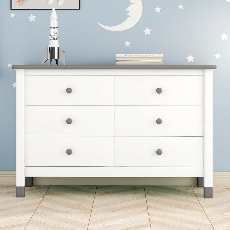Felician 47'' W 6 - Drawer Dresser, Grey/White