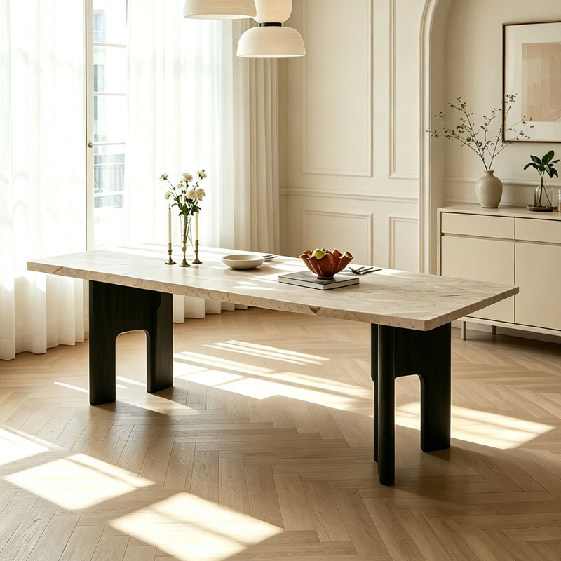 Table frittée de style français Mid-Century, H 29,5 po x l 63 po x P 31,5 po