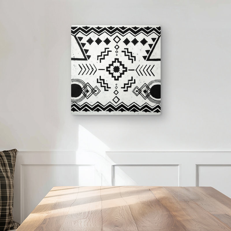 Ethnic Patterns - Black & White Metal Print for Home Decor