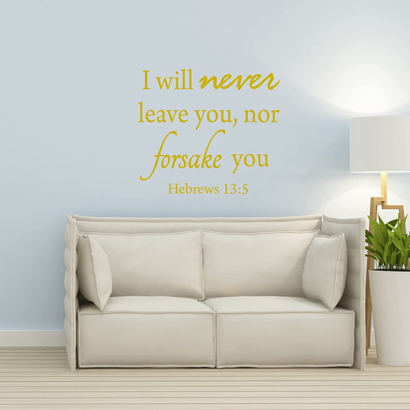 Adhésif décoratif «I Will Never Let You You Nor Forsake you», H 14 po x l 16 po, Or