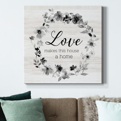 «Love Make This House», reproduction d'art textuel sur toile tendue