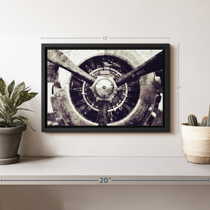 Impression sur toile rétro d'hélice d'avion, H 9 po x l 13 po