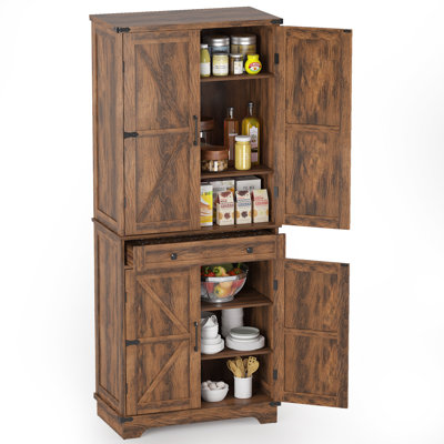 71" Farmhouse Pantry Cabinet-4 Doors Cabinet, 1 Spacious Drawer & Flexible Shelf For Kitchen, Dining, Or Entryway by Gracie Oaks
