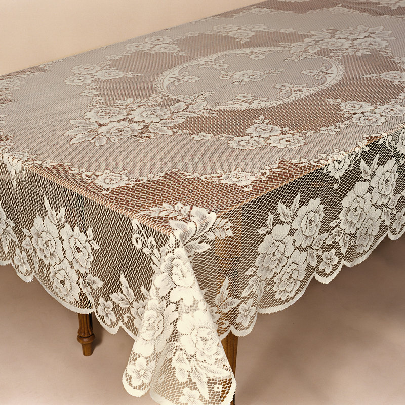 Billups Floral Tablecloth, 108" L x 60" W, Ecru