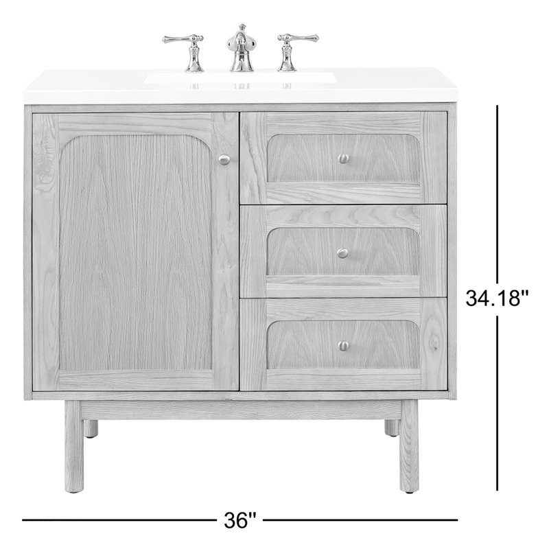 Laurent 36'' W Single Vanity, Lime Delight, 8" Widespread, Honey Brown