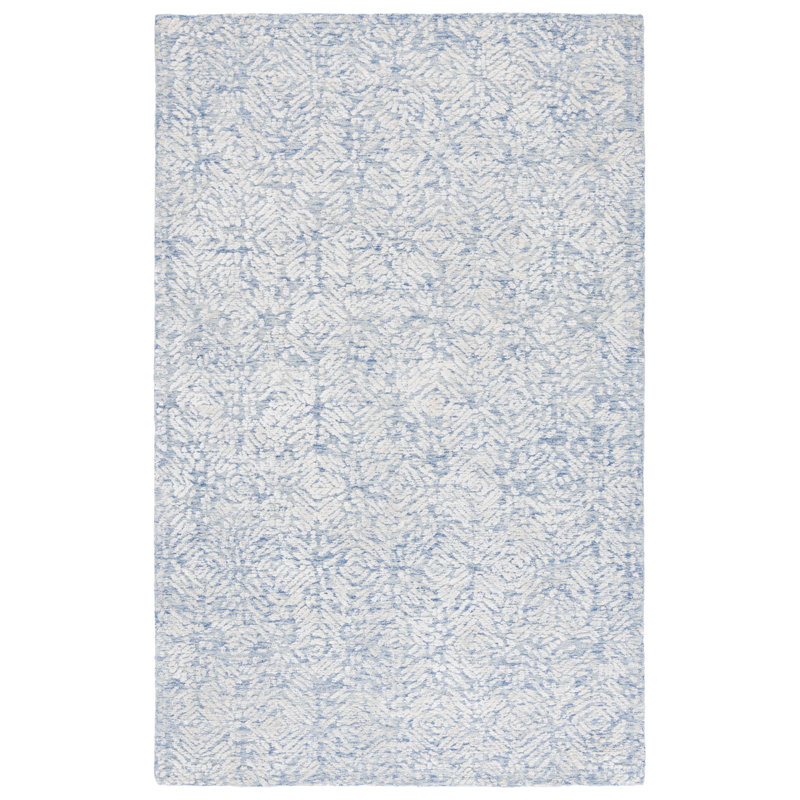 Hofmann 620 Hand Tufted Wool/Viscose/Cotton Abstract Indoor Use Only Rug in Blue/Ivory, Rectangle 6' x 9'