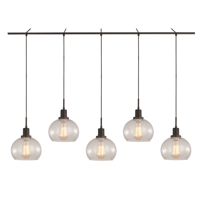 Luminaire suspendu dôme 5 lumières pour îlot de cuisine Glassman, Bronze