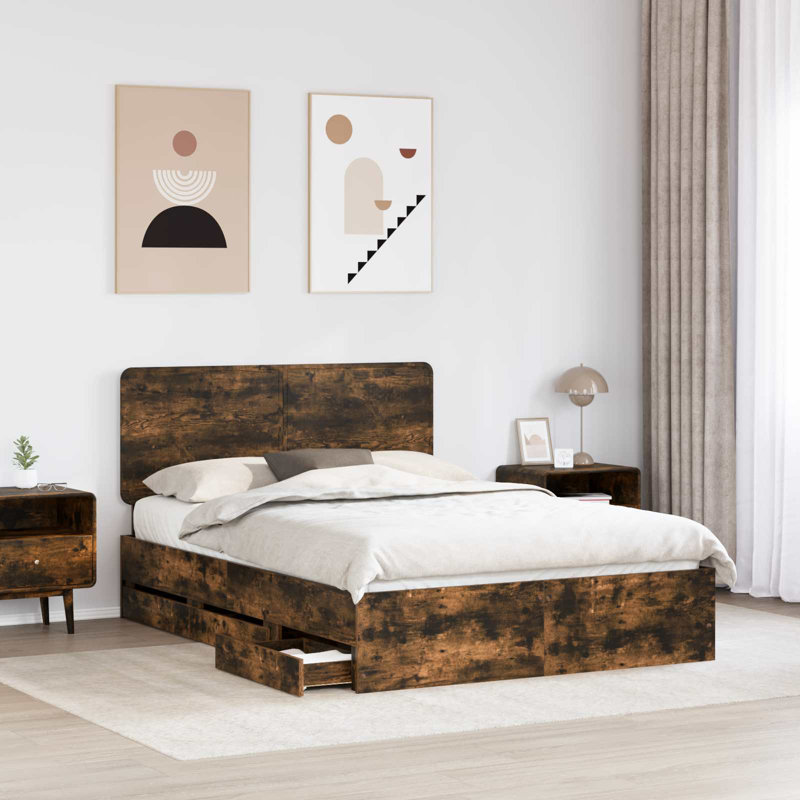 Bed, Smoked Oak, European Kingsize (160 x 200 cm)