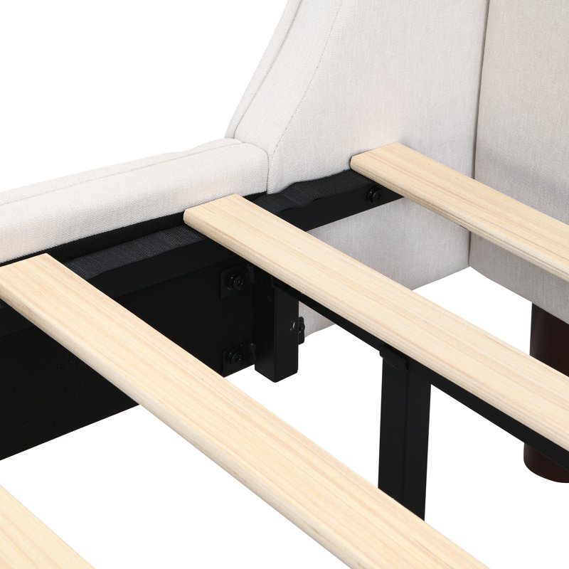 Warrick King Upholstered Platform Bed Frame with Wingback Headboard