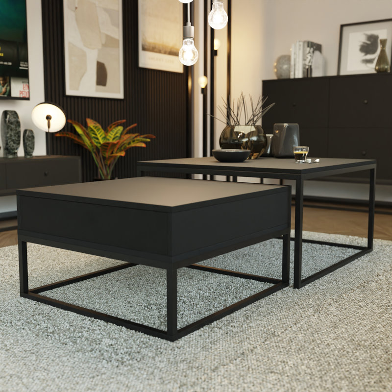 Taray Coffee Table with Storage, Black