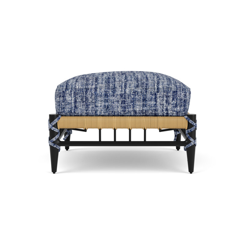 Low Country Outdoor Ottoman, SafariGreen/ White Stripe